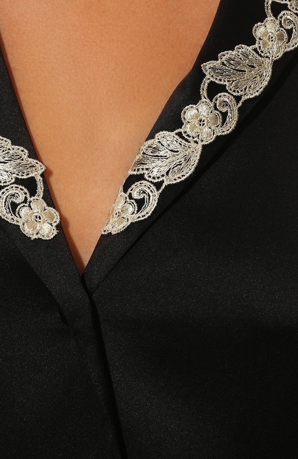 Женская шелковая пижама LA PERLA черно-белого цвета, арт. 0051240 | Фото 7 (Материал внешний: Шелк)