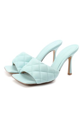 Женские кожаные мюли BOTTEGA VENETA голубого цвета по цене 59850 руб., арт. 592015/VBRR0 | Фото 1 Женские кожаные мюли BOTTEGA VENETA голубого цвета, арт. 592015/VBRR0 | Фото 1