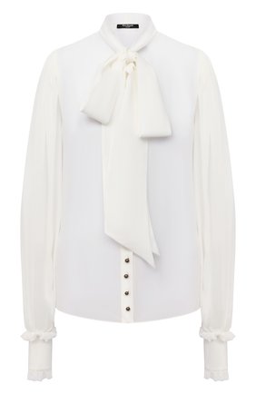Женская шелковая блузка BALMAIN белого цвета по цене 96900 руб., арт. UF12680/S053 | Фото 1 Женская шелковая блузка BALMAIN белого цвета, арт. UF12680/S053 | Фото 1