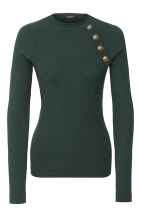 Женская пуловер BALMAIN зеленого цвета по цене 77350 руб., арт. UF13114/K110 | Фото 1 Женская пуловер BALMAIN зеленого цвета, арт. UF13114/K110 | Фото 1
