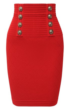 Женская юбка из вискозы BALMAIN красного цвета по цене 77350 руб., арт. UF14311/K110 | Фото 1 Женская юбка из вискозы BALMAIN красного цвета, арт. UF14311/K110 | Фото 1