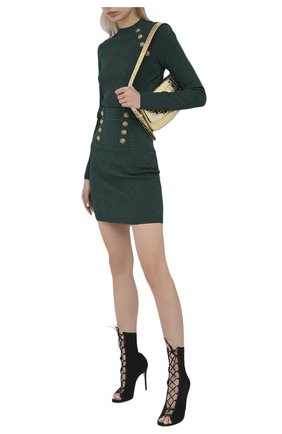 Женская юбка из вискозы BALMAIN зеленого цвета по цене 77350 руб., арт. UF14311/K110 | Фото 2 Женская юбка из вискозы BALMAIN зеленого цвета, арт. UF14311/K110 | Фото 2