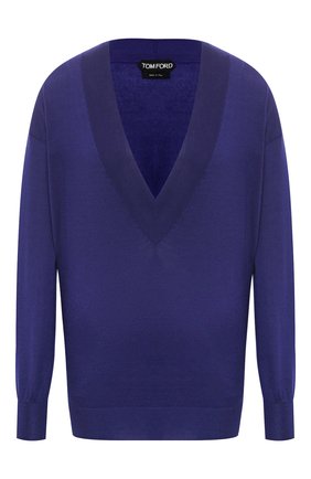 Женская пуловер из кашемира и шелка TOM FORD синего цвета по цене 88200 руб., арт. MAK912-YAX087 | Фото 1 Женская пуловер из кашемира и шелка TOM FORD синего цвета, арт. MAK912-YAX087 | Фото 1