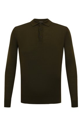 Мужское шерстяное поло LORO PIANA темно-зеленого цвета по цене 95800 руб., арт. FAI2551 | Фото 1 Мужское шерстяное поло LORO PIANA темно-зеленого цвета, арт. FAI2551 | Фото 1 (Материал внешний: Шерсть; Длина (для топов): Стандартные; Рукава: Длинные; Кросс-КТ: Трикотаж; Застежка: Пуговицы)