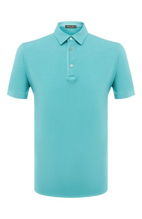 Мужское хлопковое поло LORO PIANA бирюзового цвета по цене 39950 руб., арт. FAI1315 | Фото 1 Мужское хлопковое поло LORO PIANA бирюзового цвета, арт. FAI1315 | Фото 1