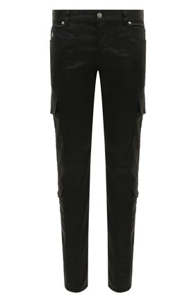 Мужские хлопковые брюки-карго BALMAIN черного цвета, арт. UH15377/Z043 | Фото 1 (Длина (брюки, джинсы): Стандартные; Материал внешний: Хлопок; Силуэт М (брюки): Карго; Случай: Повседневный; Стили: Панк)