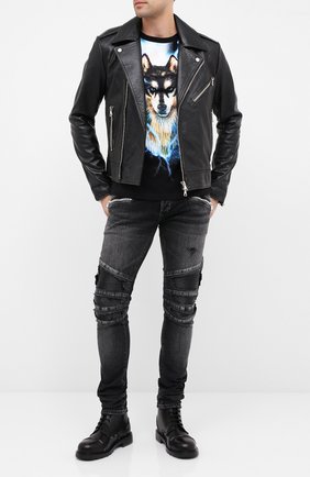 Мужская кожаная куртка BALMAIN черного цвета по цене 229000 руб., арт. UH18137/Z307 | Фото 2 Мужская кожаная куртка BALMAIN черного цвета, арт. UH18137/Z307 | Фото 2