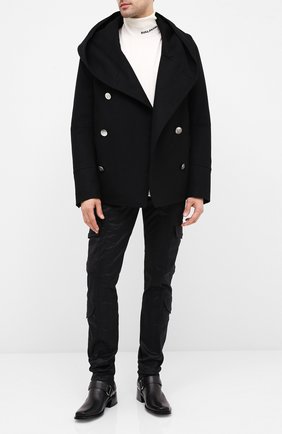 Мужской шерстяное пальто BALMAIN черного цвета по цене 98900 руб., арт. UH18420/W065 | Фото 2 Мужской шерстяное пальто BALMAIN черного цвета, арт. UH18420/W065 | Фото 2