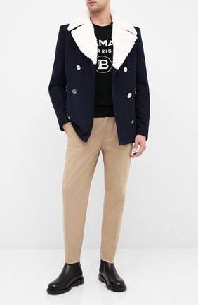 Мужской шерстяное пальто BALMAIN темно-синего цвета по цене 198500 руб., арт. UH18825/W072 | Фото 2 Мужской шерстяное пальто BALMAIN темно-синего цвета, арт. UH18825/W072 | Фото 2