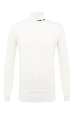 Мужской шерстяной свитер BALMAIN белого цвета по цене 86100 руб., арт. UH13410/K010 | Фото 1 Мужской шерстяной свитер BALMAIN белого цвета, арт. UH13410/K010 | Фото 1 (Материал внешний: Шерсть; Рукава: Длинные; Принт: Без принта, С принтом; Мужское Кросс-КТ: Свитер-одежда; Длина (для топов): Удлиненные)