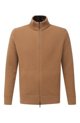 Мужской кашемировый кардиган с меховой отделкой LORO PIANA бежевого цвета по цене 331000 руб., арт. FAL2789 | Фото 1 Мужской кашемировый кардиган с меховой отделкой LORO PIANA бежевого цвета, арт. FAL2789 | Фото 1