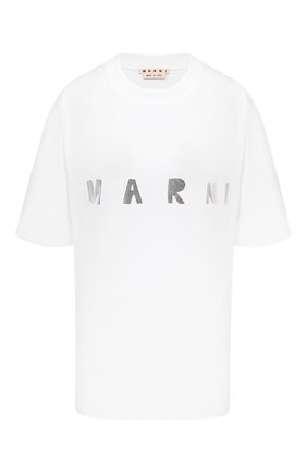 Женская хлопковая футболка MARNI серебряного цвета по цене 24050 руб., арт. THJET49EPD/SCQ87 | Фото 1 Женская хлопковая футболка MARNI серебряного цвета, арт. THJET49EPD/SCQ87 | Фото 1