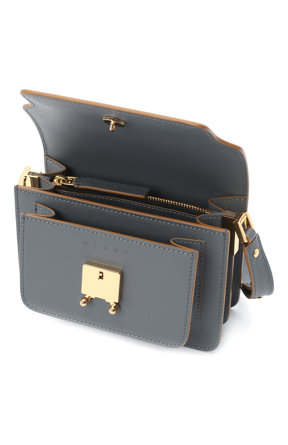 Женская сумка trunk mini MARNI серого цвета по цене 116000 руб., арт. SBMPS01U07/LV520 | Фото 4 Женская сумка trunk mini MARNI серого цвета, арт. SBMPS01U07/LV520 | Фото 4