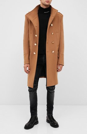 Мужской шерстяное пальто BALMAIN бежевого цвета по цене 248500 руб., арт. UH18419/W076 | Фото 2 Мужской шерстяное пальто BALMAIN бежевого цвета, арт. UH18419/W076 | Фото 2