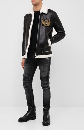Мужская дубленка BALMAIN черно-белого цвета по цене 348000 руб., арт. UH18045/Z302 | Фото 2 Мужская дубленка BALMAIN черно-белого цвета, арт. UH18045/Z302 | Фото 2