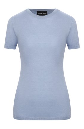 Женская топ из шерсти и шелка GIORGIO ARMANI голубого цвета по цене 48300 руб., арт. 6HAM09/AM38Z | Фото 1 Женская топ из шерсти и шелка GIORGIO ARMANI голубого цвета, арт. 6HAM09/AM38Z | Фото 1