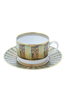 Чайная чашка с блюдцем eventail vert BERNARDAUD зеленого цвета по цене 44500 руб., арт. 1848/91 | Фото 1 Чайная чашка с блюдцем eventail vert BERNARDAUD зеленого цвета, арт. 1848/91 | Фото 1