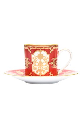 Кофейная чашка с блюдцем aux rois rouge BERNARDAUD красного цвета, арт. G653/79 | Фото 1 (Интерьер_коллекция: Aux Rois Rouge; Ограничения доставки: fragile-2)