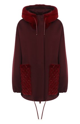 Женское пальто с отделкой мехом норки VALENTINO бордового цвета по цене 848500 руб., арт. UF3FBC90DMF | Фото 1 Женское пальто с отделкой мехом норки VALENTINO бордового цвета, арт. UF3FBC90DMF | Фото 1 (Материал внешний: Шерсть; Рукава: Длинные; 1-2-бортные: Однобортные)