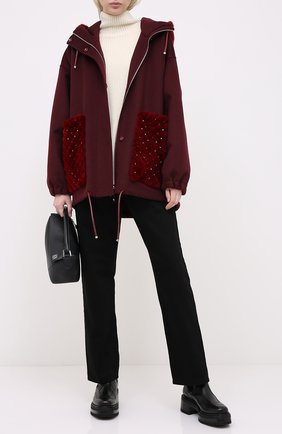 Женское пальто с отделкой мехом норки VALENTINO бордового цвета по цене 848500 руб., арт. UF3FBC90DMF | Фото 2 Женское пальто с отделкой мехом норки VALENTINO бордового цвета, арт. UF3FBC90DMF | Фото 2 (Материал внешний: Шерсть; Рукава: Длинные; 1-2-бортные: Однобортные)