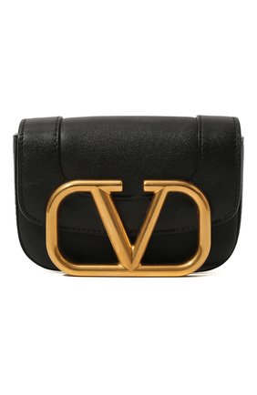 Женская поясная сумка supervee VALENTINO черного цвета, арт. UW2T0U41/ZXL | Фото 1 (Материал: Натуральная кожа; Ремень/цепочка: На ремешке; Размер: mini; Стили: Классический)