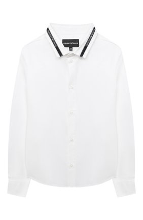 Детская хлопковая рубашка EMPORIO ARMANI белого цвета по цене 8890 руб., арт. 6H4CA6/1NXYZ | Фото 1 Детская хлопковая рубашка EMPORIO ARMANI белого цвета, арт. 6H4CA6/1NXYZ | Фото 1