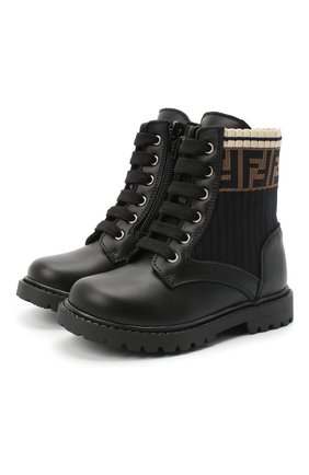 Детские кожаные ботинки FENDI черного цвета по цене 33900 руб., арт. JMR330/A8CU/20-26 | Фото 1 Детские кожаные ботинки FENDI черного цвета, арт. JMR330/A8CU/20-26 | Фото 1