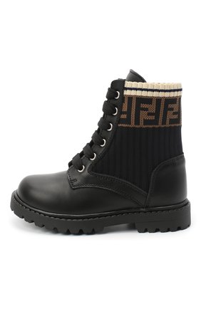 Детские кожаные ботинки FENDI черного цвета по цене 33900 руб., арт. JMR330/A8CU/20-26 | Фото 2 Детские кожаные ботинки FENDI черного цвета, арт. JMR330/A8CU/20-26 | Фото 2