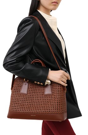 Женская сумка GIORGIO ARMANI черно-белого цвета, арт. Y1A178/YTE5D | Фото 5 (Сумки-технические: Сумки top-handle; Материал: Натуральная кожа; Ремень/цепочка: На ремешке; Размер: large)
