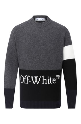 Мужской шерстяной свитер OFF-WHITE серого цвета по цене 53200 руб., арт. 0MHE048E20KNI0010701 | Фото 1 Мужской шерстяной свитер OFF-WHITE серого цвета, арт. 0MHE048E20KNI0010701 | Фото 1