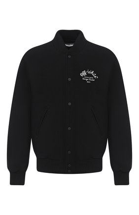 Мужской шерстяной бомбер OFF-WHITE черного цвета по цене 99500 руб., арт. 0MEA224E20FAB0011001 | Фото 1 Мужской шерстяной бомбер OFF-WHITE черного цвета, арт. 0MEA224E20FAB0011001 | Фото 1