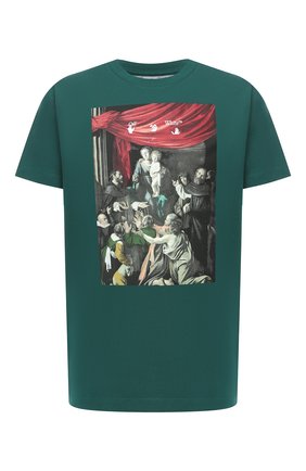 Мужская хлопковая футболка OFF-WHITE зеленого цвета по цене 25350 руб., арт. 0MAA027E20JER0085710 | Фото 1 Мужская хлопковая футболка OFF-WHITE зеленого цвета, арт. 0MAA027E20JER0085710 | Фото 1