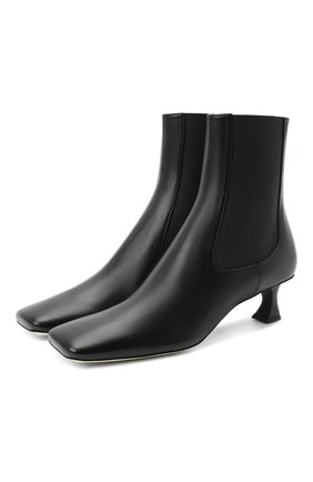 Женские кожаные ботильоны PROENZA SCHOULER черного цвета, арт. PS35042A/12000 | Фото 1 (Материал внешний: Кожа; Каблук высота: Низкий; Материал внутренний: Натуральная кожа; Материал утеплителя: Без утеплителя; Подошва: Плоская; Каблук тип: Kitten heel)