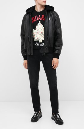 Мужские кожаные кеды DSQUARED2 черного цвета по цене 31800 руб., арт. SNM0135 01503327 | Фото 2 Мужские кожаные кеды DSQUARED2 черного цвета, арт. SNM0135 01503327 | Фото 2
