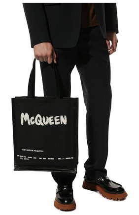Мужская комбинированная сумка-шопер ALEXANDER MCQUEEN черного цвета, арт. 625509/2B410 | Фото 2 (Материал: Текстиль; Размер: large)