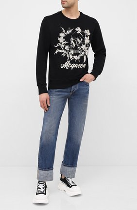 Мужской хлопковый свитшот ALEXANDER MCQUEEN черно-белого цвета по цене 61950 руб., арт. 625355/QPZ67 | Фото 2 Мужской хлопковый свитшот ALEXANDER MCQUEEN черно-белого цвета, арт. 625355/QPZ67 | Фото 2
