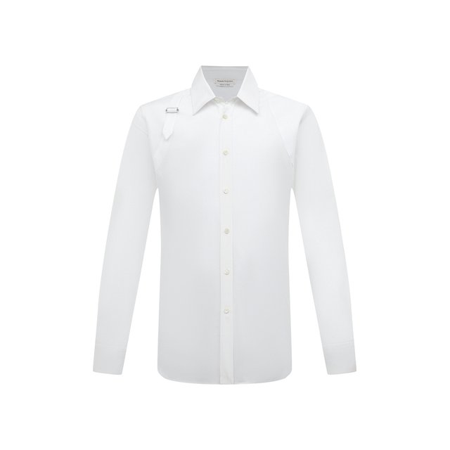 Хлопковая рубашка Alexander McQueen белого цвета