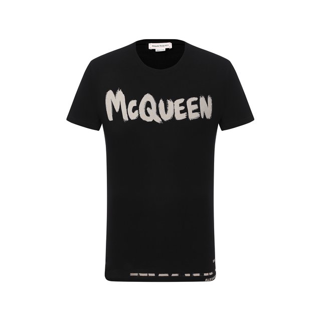 Хлопковая футболка Alexander McQueen Чёрный 622104/QPZ57 5505188