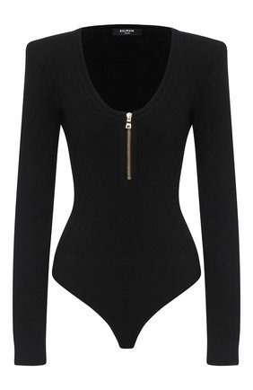 Женское боди из вискозы BALMAIN черного цвета по цене 96900 руб., арт. UF10959/K110 | Фото 1 Женское боди из вискозы BALMAIN черного цвета, арт. UF10959/K110 | Фото 1