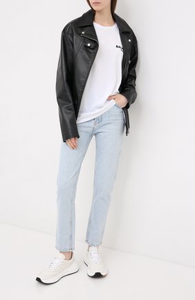 Женская хлопковая футболка BALMAIN белого цвета по цене 21400 руб., арт. UF11351/I382 | Фото 2 Женская хлопковая футболка BALMAIN белого цвета, арт. UF11351/I382 | Фото 2