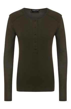 Женская пуловер из кашемира и шелка TOM FORD хаки цвета по цене 142000 руб., арт. MAK982-YAX087 | Фото 1 Женская пуловер из кашемира и шелка TOM FORD хаки цвета, арт. MAK982-YAX087 | Фото 1
