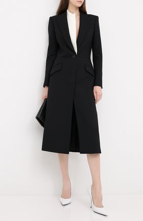 Женское пальто из шерсти и шелка ALEXANDER MCQUEEN черного цвета по цене 314500 руб., арт. 632199/QJAAA | Фото 2 Женское пальто из шерсти и шелка ALEXANDER MCQUEEN черного цвета, арт. 632199/QJAAA | Фото 2