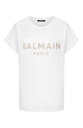 Женская футболка BALMAIN белого цвета по цене 43450 руб., арт. UF11351/I509 | Фото 1 Женская футболка BALMAIN белого цвета, арт. UF11351/I509 | Фото 1