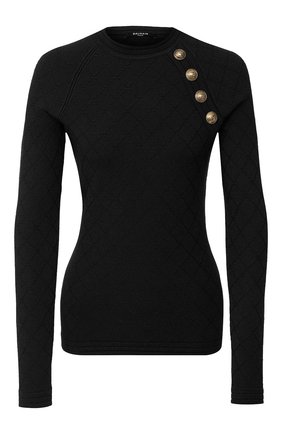 Женский пуловер BALMAIN черного цвета по цене 79950 руб., арт. UF13114/K110 | Фото 1 Женский пуловер BALMAIN черного цвета, арт. UF13114/K110 | Фото 1