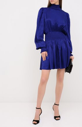 Женское шелковое платье BALMAIN синего цвета по цене 132500 руб., арт. UF16306/S055 | Фото 2 Женское шелковое платье BALMAIN синего цвета, арт. UF16306/S055 | Фото 2