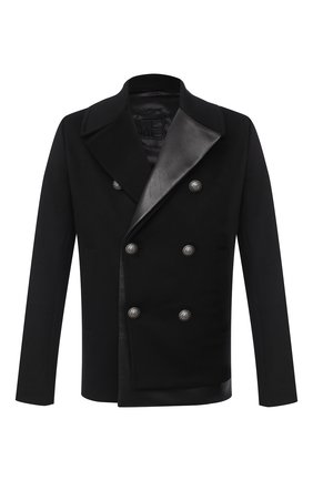Мужской комбинированное пальто BALMAIN черного цвета по цене 298500 руб., арт. UH18824/W070 | Фото 1 Мужской комбинированное пальто BALMAIN черного цвета, арт. UH18824/W070 | Фото 1
