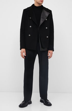 Мужской комбинированное пальто BALMAIN черного цвета по цене 298500 руб., арт. UH18824/W070 | Фото 2 Мужской комбинированное пальто BALMAIN черного цвета, арт. UH18824/W070 | Фото 2