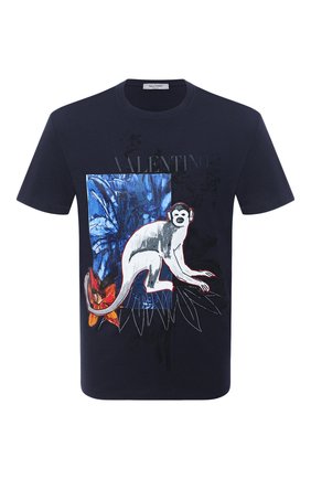 Мужская хлопковая футболка VALENTINO синего цвета по цене 38100 руб., арт. UV3MG07Z6JM | Фото 1 Мужская хлопковая футболка VALENTINO синего цвета, арт. UV3MG07Z6JM | Фото 1