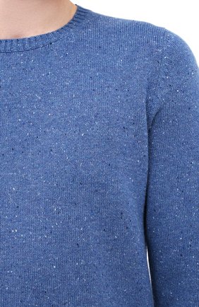 Мужской кашемировый свитер FEDELI синего цвета, арт. 3UI08095 | Фото 5 (Материал внешний: Шерсть, Кашемир; Рукава: Длинные; Принт: Без принта; Длина (для топов): Стандартные; Мужское Кросс-КТ: Свитер-одежда)