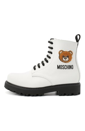 Детские кожаные ботинки MOSCHINO белого цвета по цене 24150 руб., арт. 65759/KIPS/36-41 | Фото 2 Детские кожаные ботинки MOSCHINO белого цвета, арт. 65759/KIPS/36-41 | Фото 2